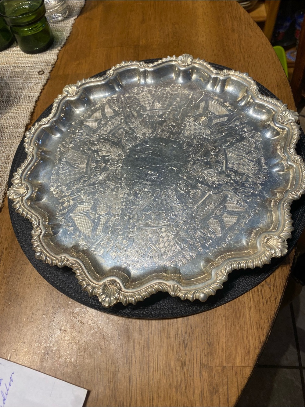 Vintage Birks silver plated serving tray. REGENCY 13 3/4 inches Some minor wear